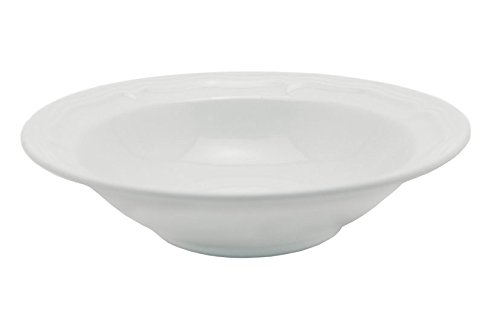 Empire Collection EMP9001 Simply Stoneware Dinnerware Set, Baroque Rim Imprint, 16-Piece, White (Pack of 16)