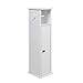 soges Small Bathroom Cabinet Narrow Organizer with Paper Holder Toilet Paper Storage Vanity Cabinet Corner Cabinet Side Table with Shelves and Door Bathroom Decor, White, RF6015