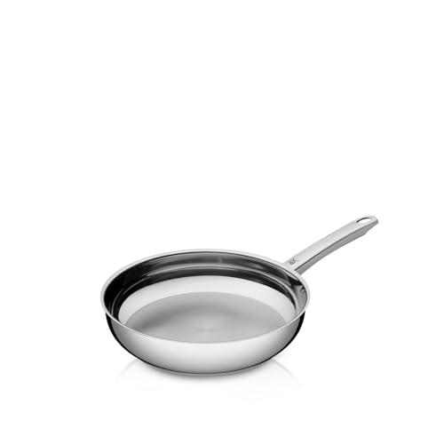 Profi Edelstahlpfanne 20 cm, Bratpfanne Induktion, unbeschichtet, spülmaschinengeeignet, backofenfest bis 250 Grad, für alle Herdarten geeignet, für hohe Temperaturen, tropffrei, ergonomisch