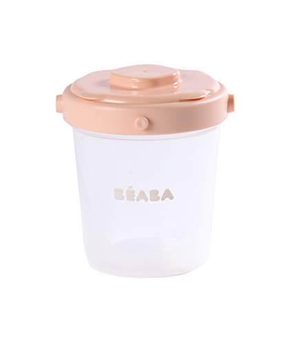 BEABA Clip Containers, Set of 6, 2 oz & 4 oz for Snacks and Baby Food, Pink