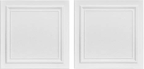 A la Maison Ceilings 1993 Line Art - Styrofoam Ceiling Tile (Package of 8 Tiles), Plain White (2-(Pack))