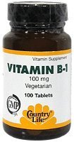Country Life Vitamin B-1 100 Mg, 100-Count
