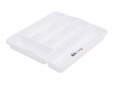 WHAM Plastic Kitchen Cutlery Tray Organiser Rack Holder Drawer Insert Tidy Storage - White