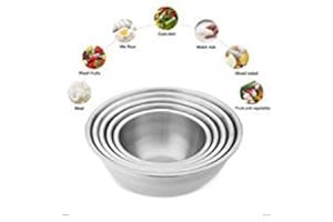 Tiger Chef Stainless Steel Standard Weight Mixing Bowls Set, Mirror Finish - Set Includes 3, 5, 8, and 13 Quart.