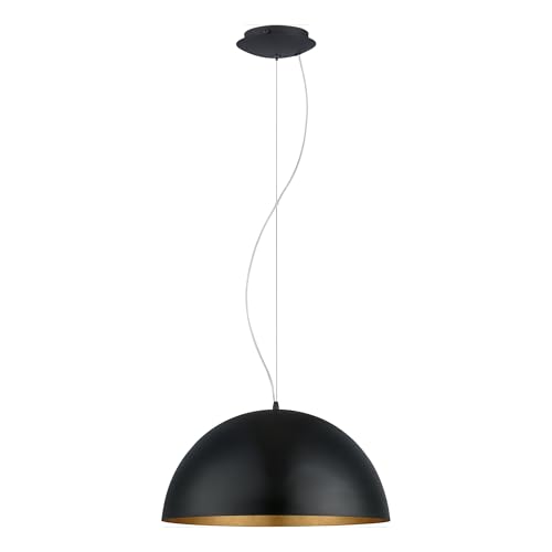 EGLO Pendelleuchte Gaetano 1, Esstisch Hängelampe, Esszimmerlampe aus Metall in Schwarz und Gold, E27 Fassung, Ø 53 cm