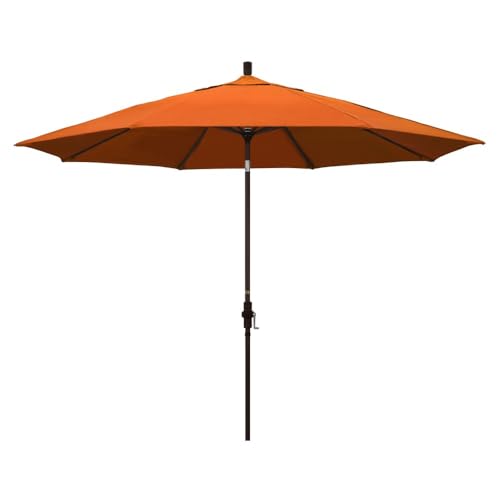 California Umbrella 11' Round Aluminum Market Umbrella, Crank Lift, Collar Tilt…