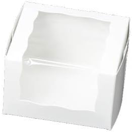 100 Pack White Bakery Box 4x4x2.5 inch Cupcake, Cookie, Gift Boxes with wrap Front Window