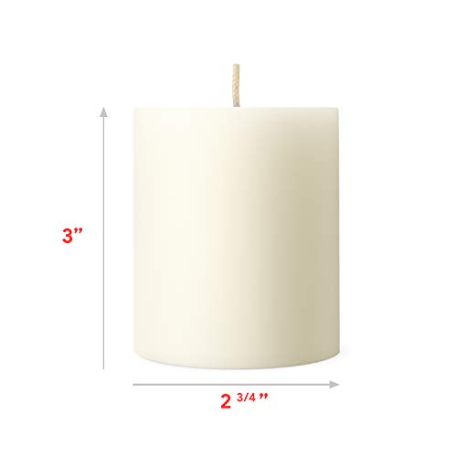 Simply Soson 3X3 Smooth Pillar Candles Cotton Ivory Unscented Candles Long Burn Pillar Candles