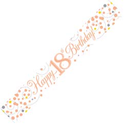 18th Birthday Rose Gold Birthday Party Foil Banner Pennant Age 18