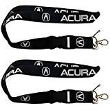 2pcs Set Black Acura Auto Lanyard Workout Gear Office And Auto Car Keychain Accessories Motorbike Superbike Lanyard With Webbing Strap Quick Release Buckle
