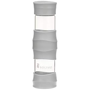 Amazon Brand – Solimo Borosilicate Glass Sports Bottle, 470 ml, White