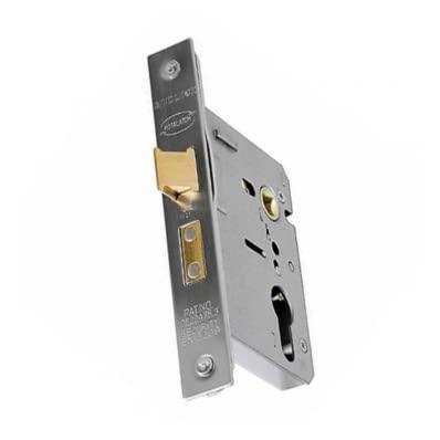 UAP Euro Profile Sash Lock 75mm - Light Duty Euro Sashlock Case for Internal and External Doors, Door Latch Euro Cylinder Key Locking Security (Satin Stainless - 75mm)