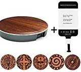 LEAPCOVER Wood QI Wireless Charging Pad with Android Receiver for Samsung Galaxy S7 / S6 / Edge / Plus, Note 5, Nexus and Other Micro-USB Android Smartphone Devices (Charger+Android Receiver)