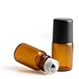 USRommaner 25 Pack Amber Glass Roll On Bottles for Essential Oils,Empty Glass Vial with Stainless Steel Roller Balls Perfume Aromatherapy Travel Roll On Container Lip Gloss (2ml)