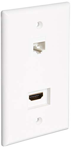 Monoprice Recessed HDMI Wall Plate, with 1 HDMI F/F Adapter & 1RJ45 Cat5e Coupler