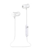 Bluetooth Headphones Sports Wireless Earbuds Sweatproof Headset Magnetic attraction Stereo Earphones for Running Workout Gym Noise Cancelling (White)
