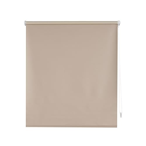 Decorblind | Verdunkelungsrollo, glatt, ohne Werkzeug und ohne Bohren, Maße Rollo: 52 x 180 cm Breite x Länge/Maße Stoff: 49 x 175 cm, einfarbig, elfenbeinfarben, Jalousie für Fenster