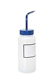 Vestil BTL-WW-16B-LBL Wide Mouth Low Density Polyethylene (LDPE) Round Squeeze Wash Bottle with Label and Blue Cap, 16 oz Capacity, Translucent