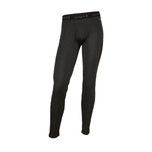 Carhartt Men's Force Midweight Stretch Base Layer Pant, Black Heather, Medium