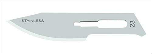 MedBlades Disposable Scalpel #23, with Stainless Steel Blades with Plastic Scalpel Handle, Sterile, Individually Sealed, Box of 10 for Craft, Hobby, Dermaplaining, Podiatry & More