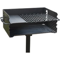 Pilot Rock CBP-247 Jumbo Park Style Heavy Duty Steel Outdoor BBQ Charcoal Grill with Cooking Grate and 2 Piece Post for Camping and Backyards, Black - Image 3