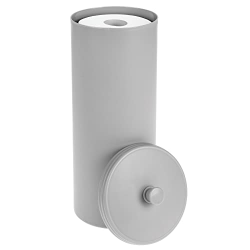 mDesign Plastic Floor Stand Toilet Paper Organizer with Cover, 3Roll