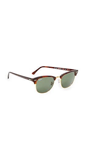 Ray-Ban RB3016 Clubmaster Square Sunglasses, Mock Tortoise Gold/Green, 51 mm - //coolthings.us
