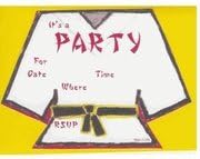 Martial Arts Party Invitations Gi Uniform Shape