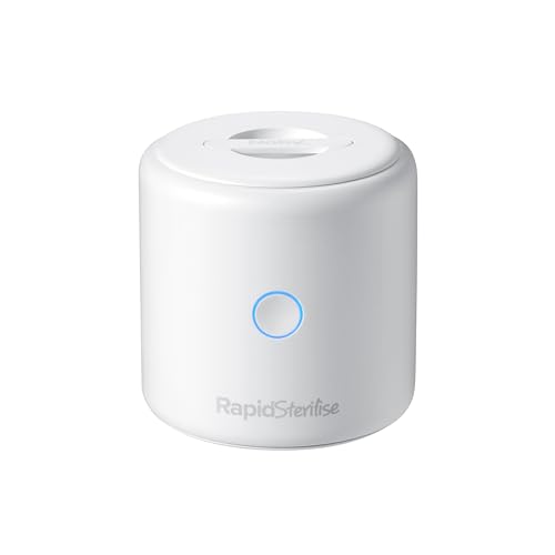 Nuby RapidSterilise, sterilizzatore UV portatile, realizzato per RapidCool, 70 utilizzi per carica, spegnimento automatico, uccide il 99,9% dei batteri (bianco)