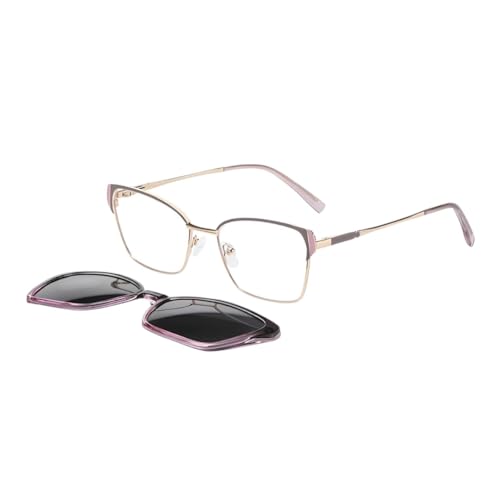 Óculos Armação 2 em 1 Clip-On Rova Feminino Dourado Rose Frizz Metal