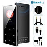 MP3 Player - 2019 New Updated Model, Bluetooth 4.2 Metal Touch Button Sports Music Player, 60 Hours Playback, Build in Speaker, HiFi Sound Voice Recorder FM Radio, Expandable 64GB TF Card, H29-Black