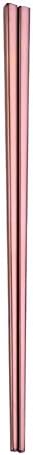 Cactus 1 Pair Portable Stainless Steel Reusable Rainbow Chopsticks Kitchen Dining Tool - Rose Gold