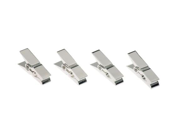 H.Bauer jun. Silver Plated Mini Napkin Clips - Set of 4 - Table Decoration Clips for Special Occasions
