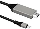 USB-C to HDMI Cable 6.56ft/2m,RICOV USB 3.1 Type-C USB C(Thunderbolt 3 Compatible) Male to HDMI Male Cable 4K@30Hz Adapter Cable for The MacBook,Samsung Galaxy S8/S8 Plus etc - Gray+Black
