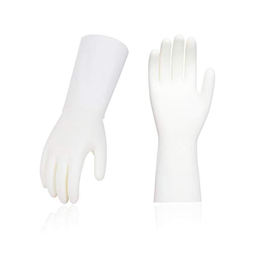 Vgo... 3Pairs Reusable Household Gloves, Dishwashing Gloves/Kitchen Cleaning/Gardening Nitrile Gloves, Latex Free, Waterproof(Size M, White, NT2141) — image 1