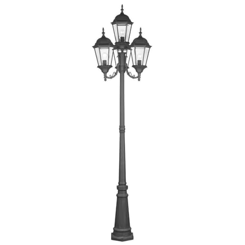 Livex Lighting 7557-04 Outdoor Post with Clear Beveled Glass Shades, Black