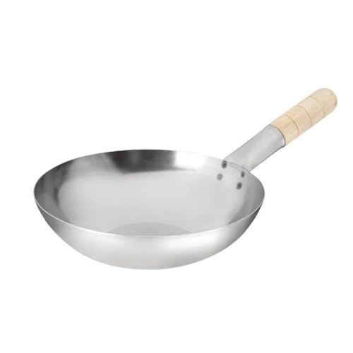 Vogue K295 Mild Steel Wok Flat Base 10In Frying Food Commercial Cooking, Silver