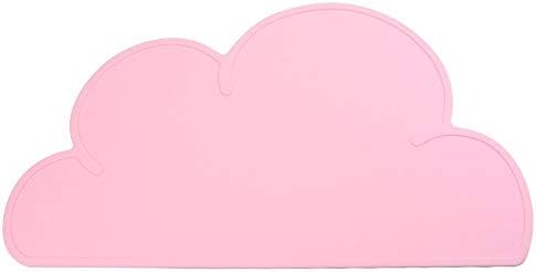Nefficar Silicone Baby Cloud Placemat Table Food Mat – Cute & Functional Kids Placemat – Mess-Free Meal Times – Nordic Design – Inviting & Exciting Mealtimes (Pink)