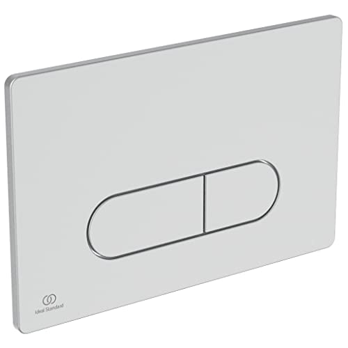 Ideal Standard Oleas Toilet Flush Plate, Dual Flush Technology via Pneumatic Activation, Easy Operation and Durable Design (Square/Round) – Chrome Matt (234x8.5x154 mm)
