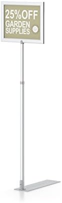 Adjustable Pallet Pedestal Sign Holder Floor Stand: 8.5" X 11" Landscape, Satin Silver: Shovel Base