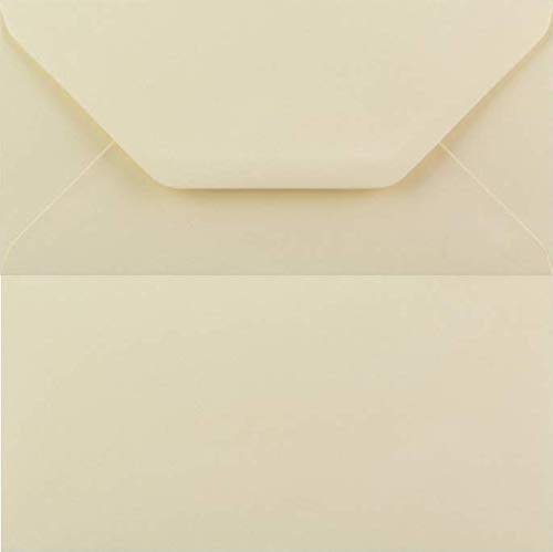 DL (110mm x 220mm) Coloured Envelopes for Greetings Cards Party Invitations & Craft - Pack of 50 (Cream)