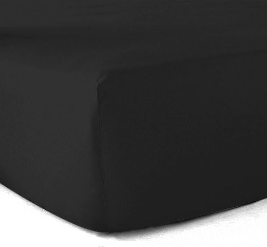 Fitted Sheet 100% Cotton 57 Thread Count Black 90 x 190 cm – 30 cm Corner