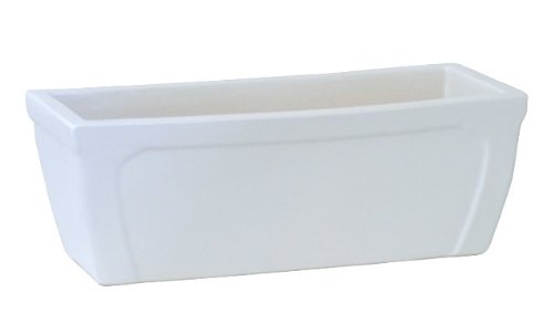 K&K Keramik Balkonkasten Blumenkasten Pflanzbox 58x20x18 cm aus robuster, witterungsbeständiger, frostfester Steinzeug Keramik (weiß)