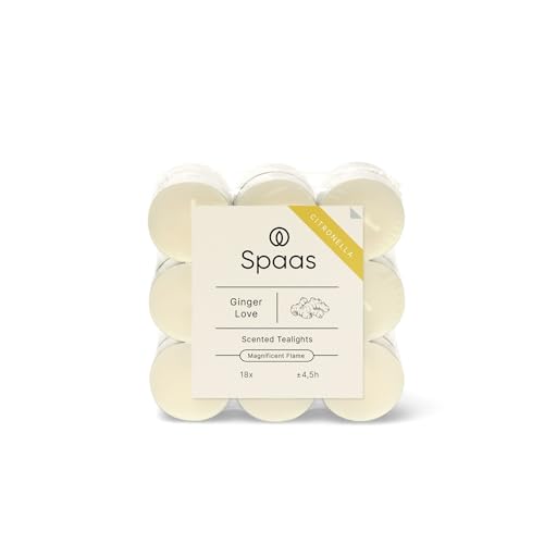 Spaas 10 x 18 Citronella Tealights, ± 4.5 Hours, Dirty White, Ginger Love