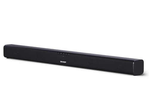 SHARP HT-SB110 2.0-Kanal Bluetooth-Soundbar 90 W, schlanker TV-Lautsprecher mit kabellosem Musik-Streaming, kräftigem Bass, optischem Eingang, AUX und