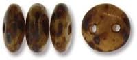 6mm Lentil Glass Czech Two Hole Bead - Beige Picasso (50 Beads)