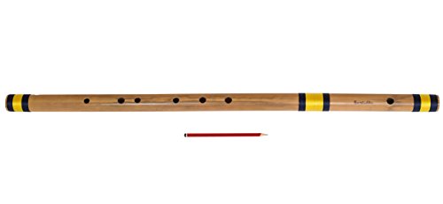 Sarfuddin Flutes, Bansuri Indian Flute, Scale D Natural Bass 33.5 Inches, Concert Quality Hindustani Bansuri, Includes Nylon Pipe Bag, Correctly Tuned, Indian Bamboo Flute (PDI-DFC)