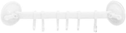 NPLE--Bathroom Kitchen Wall Mounted 6 Hooks Storage Hanger Rack Hanging Holder 5 Color (Beige)