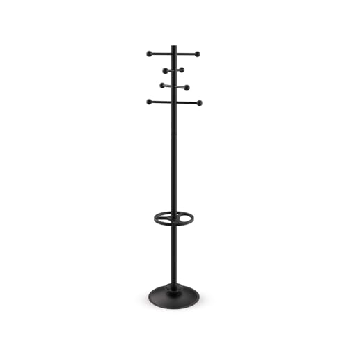 MAUL MAULsapphire coat rack 35 x 35 x 171 cm | Coat rack on feet with 8 hooks | Entrance cabinet for office, reception area | Stable steel cloakroom | Black