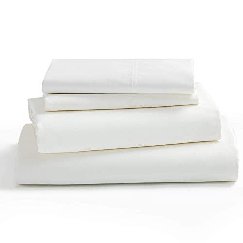 Bedsure Bamboo Sheets Queen Size White Cooling Sheets 4 PC Luxury Bed